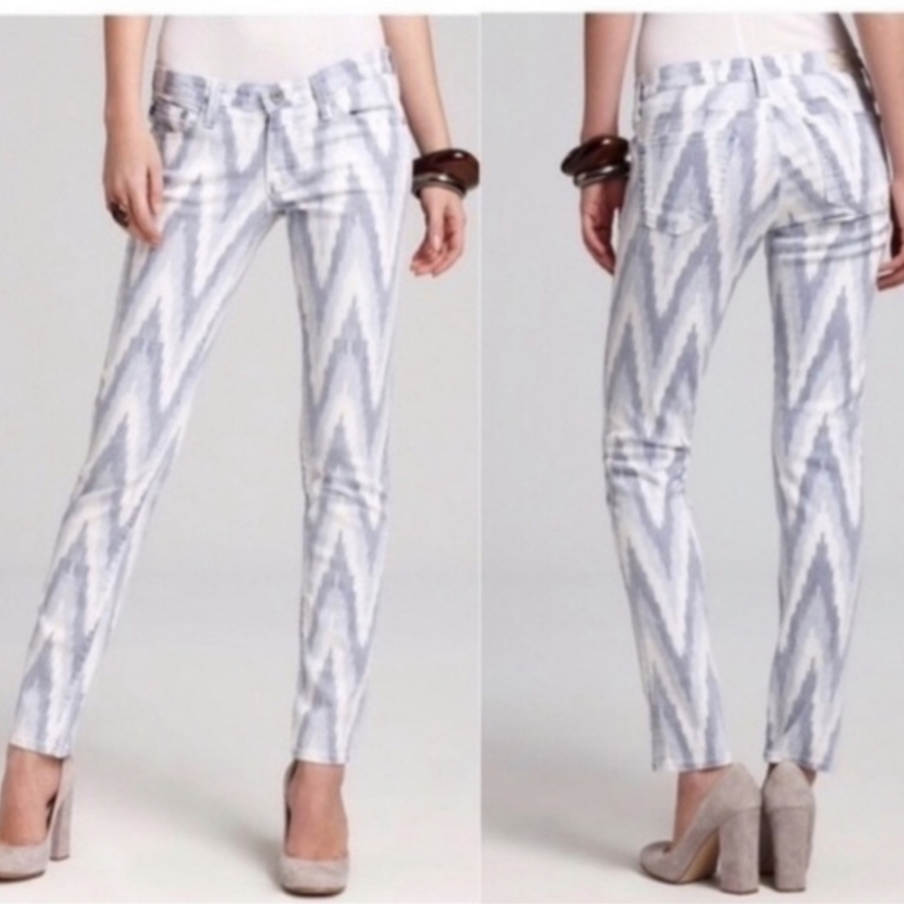 AG Adriano Goldschmied The Stilt Cigarette Leg IKAT Pattern Jean Sz 29